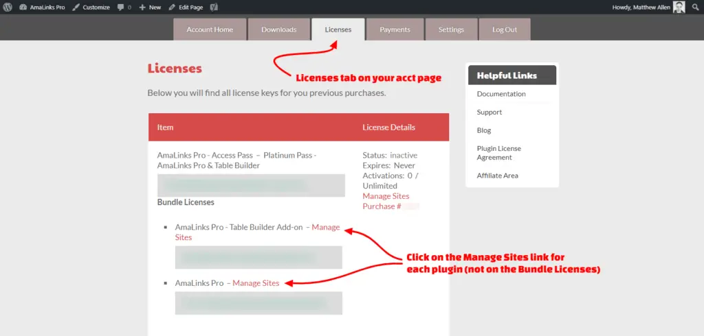 How to Update AmaLinks Pro - Licenses Tab
