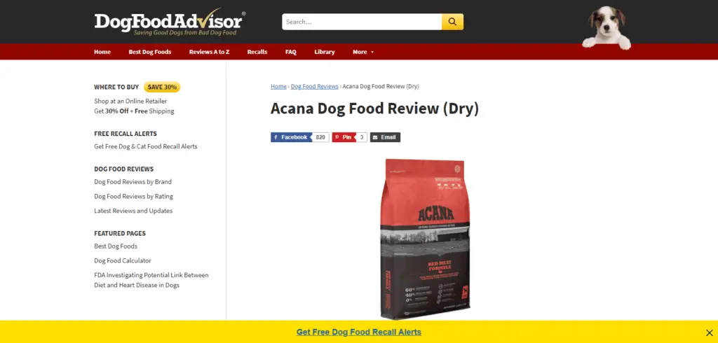 Acana Dog Food Review on Dog Food Advisor