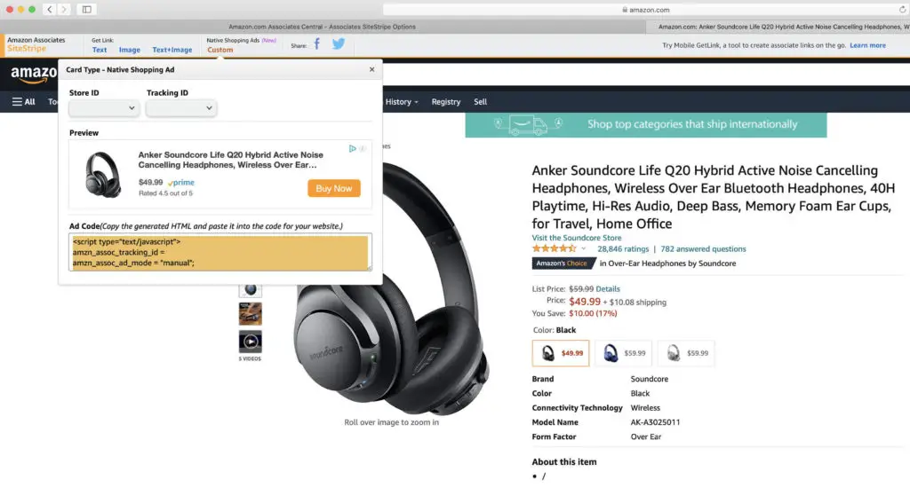 Amazon SiteStripe Native Shopping Ads
