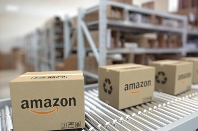 Amazon Boxes on Conveyor Belt